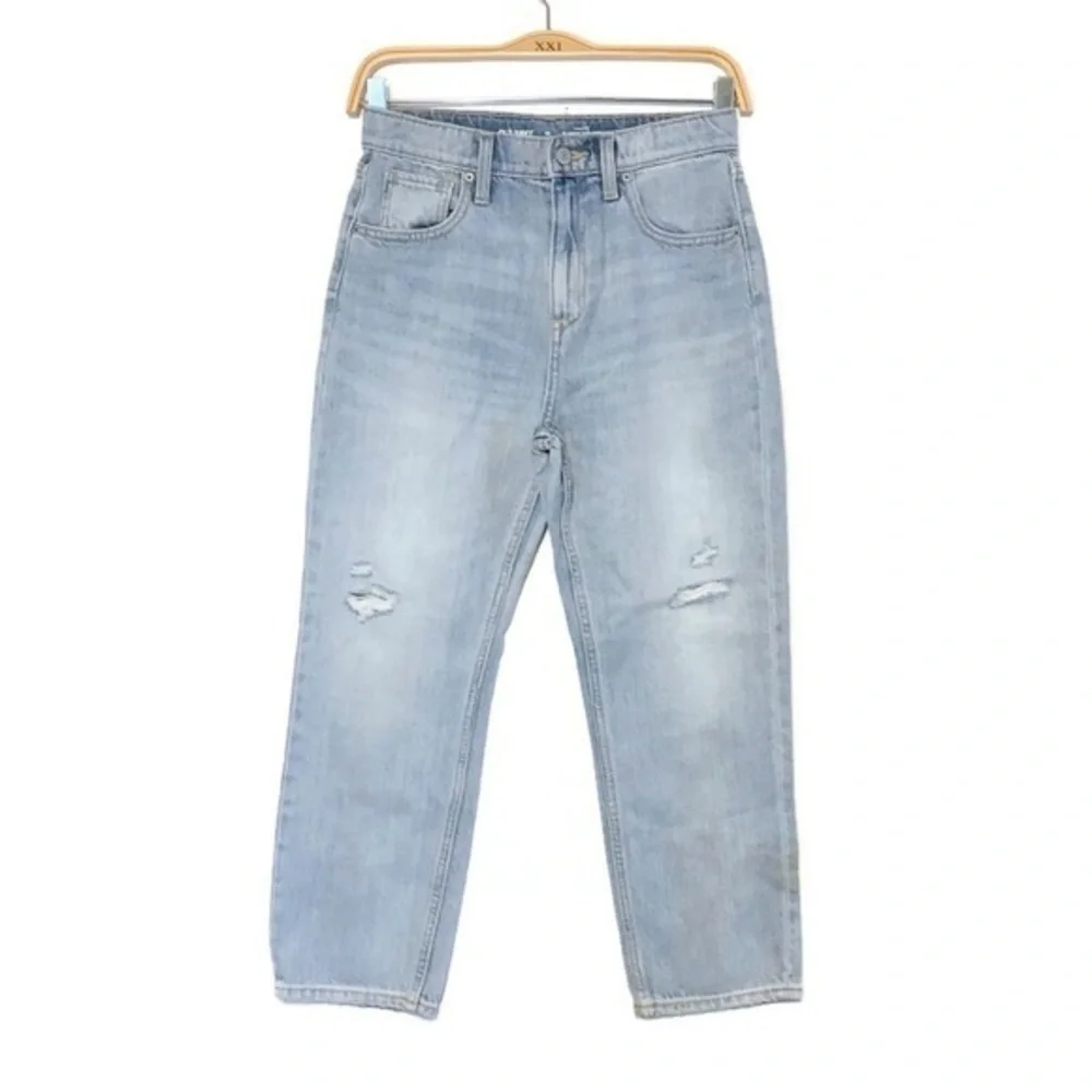 Old Navy High Rise Slouchy Straight Light Wash Distressed Jeans Girl’s size 12